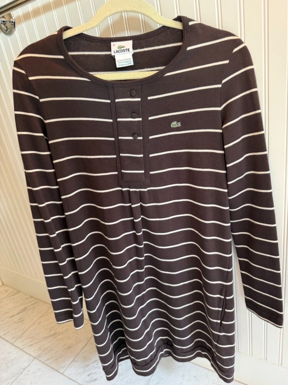 Lacoste Striped Long Sleeve Dress